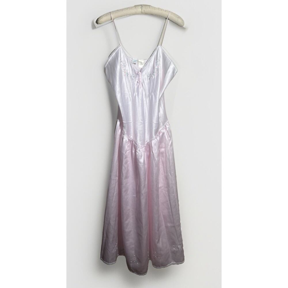 Vintage 80's Victorias Secret Gold Crown Nightgown Lingerie Pink Embroidered Med